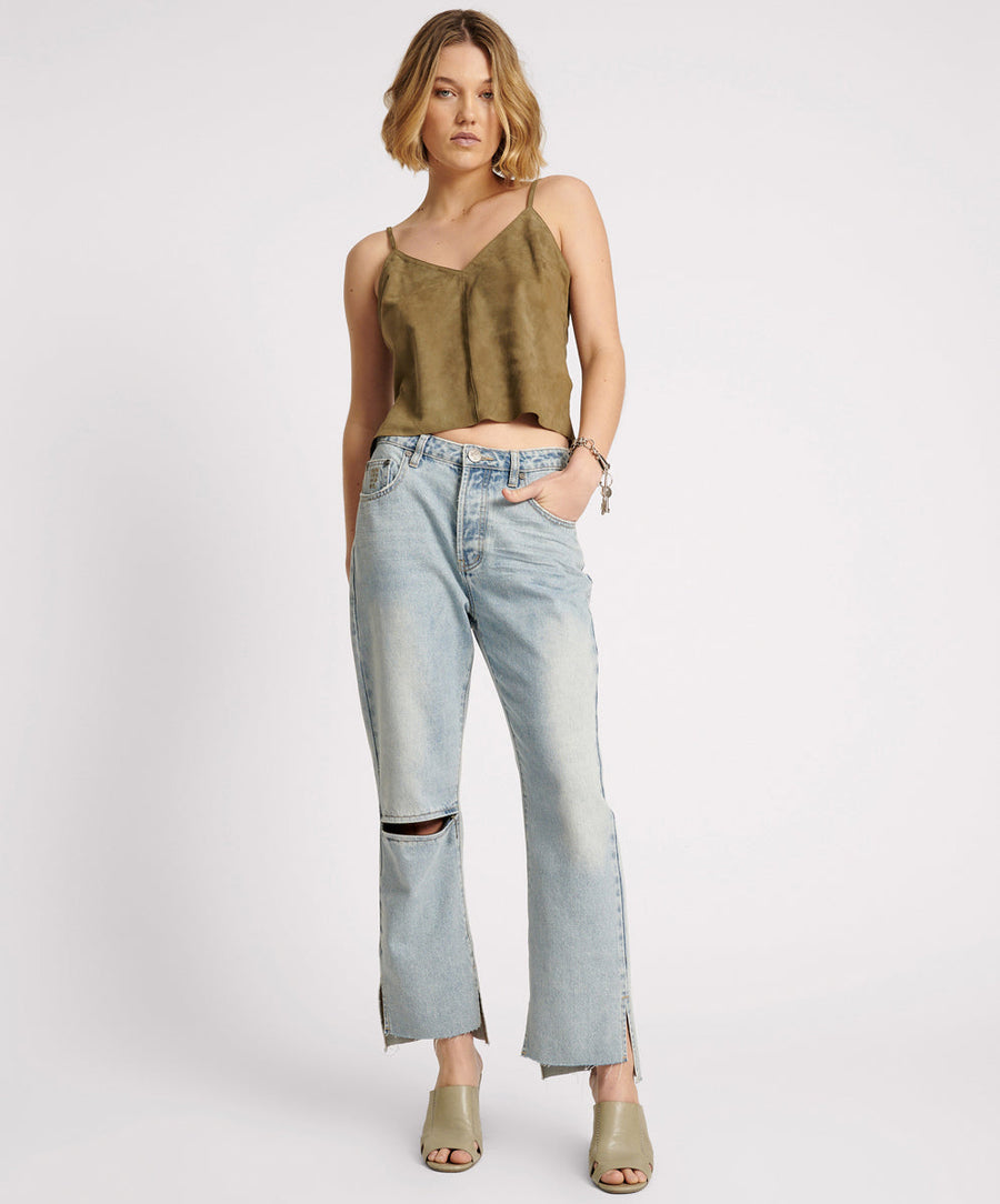 One Teaspoon Fleetwood Zipped Hooligans Mid Waist Relaxed Cropped Jean