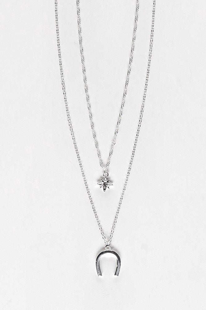 Shine On Label Lucky Necklace Set Silver