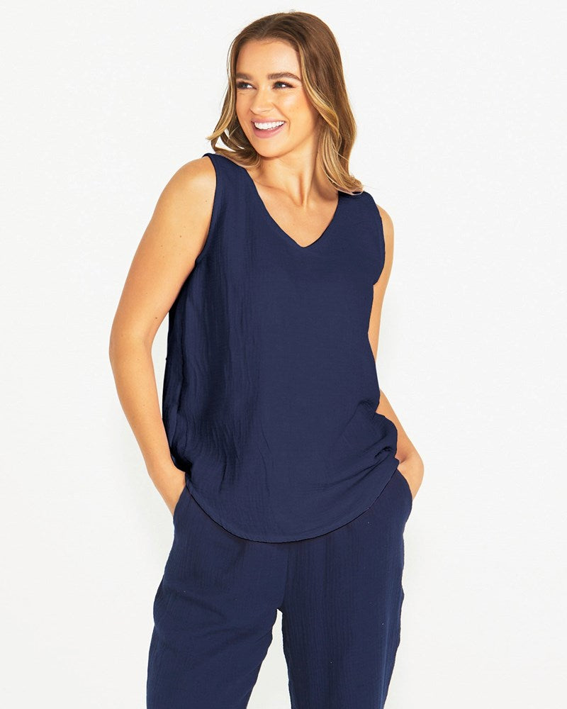Sass Henny Tank Navy