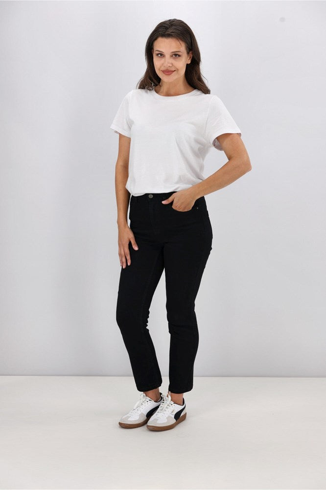 Shine On Label Ashley Straight Leg Jean Black