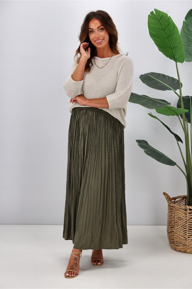 Jane James Tess Crushed Skirt Olive