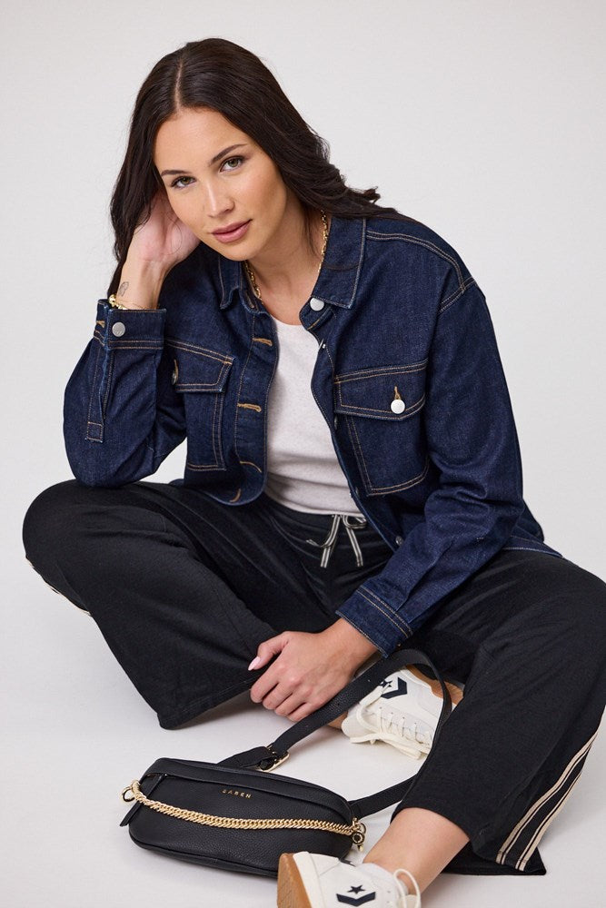 Shine On Label Urban Edge Denim Shacket Dark Indigo