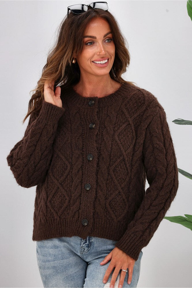 Shine On Label Wren Cable Cardigan Mocha