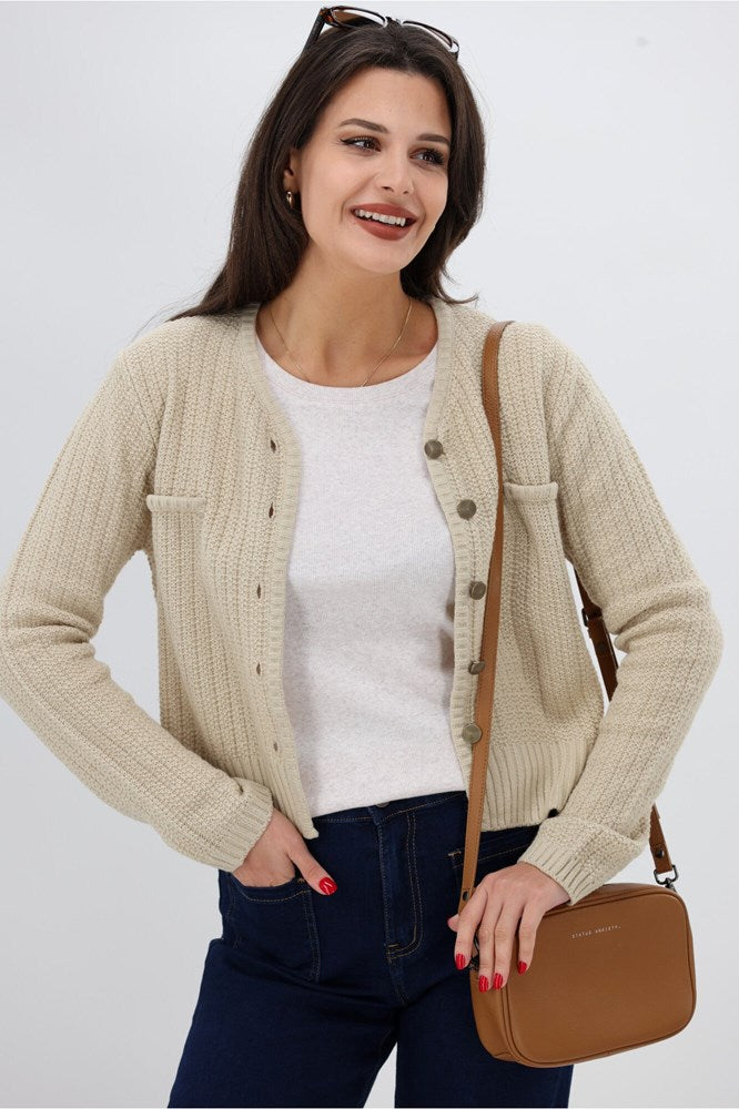 Gloss The Label Coco Textured Cardigan Natural