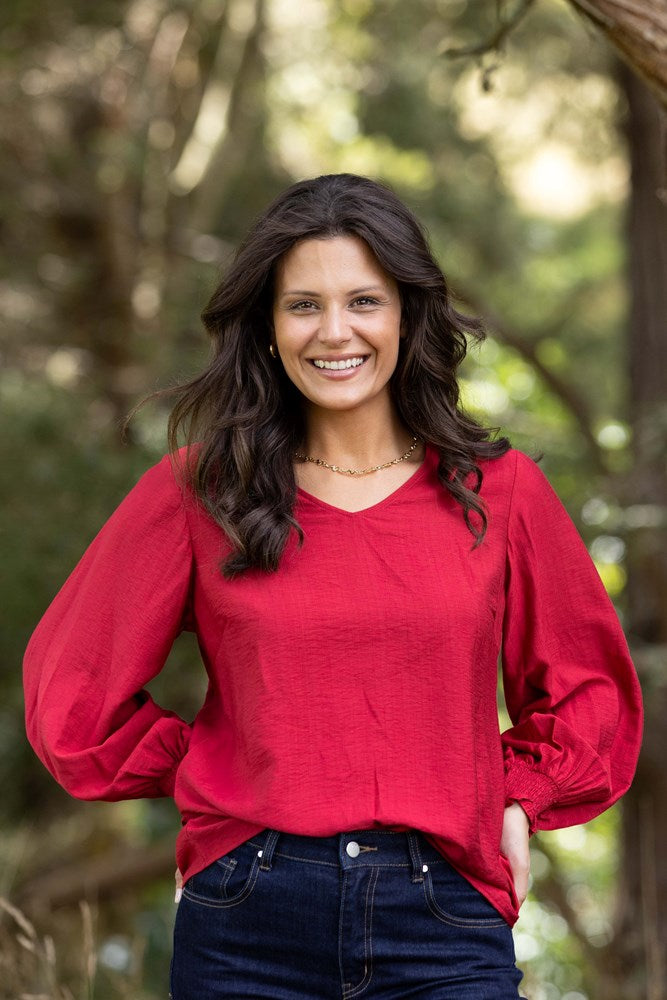 Gloss The Label Alex Blouson Sleeve Top Sumac