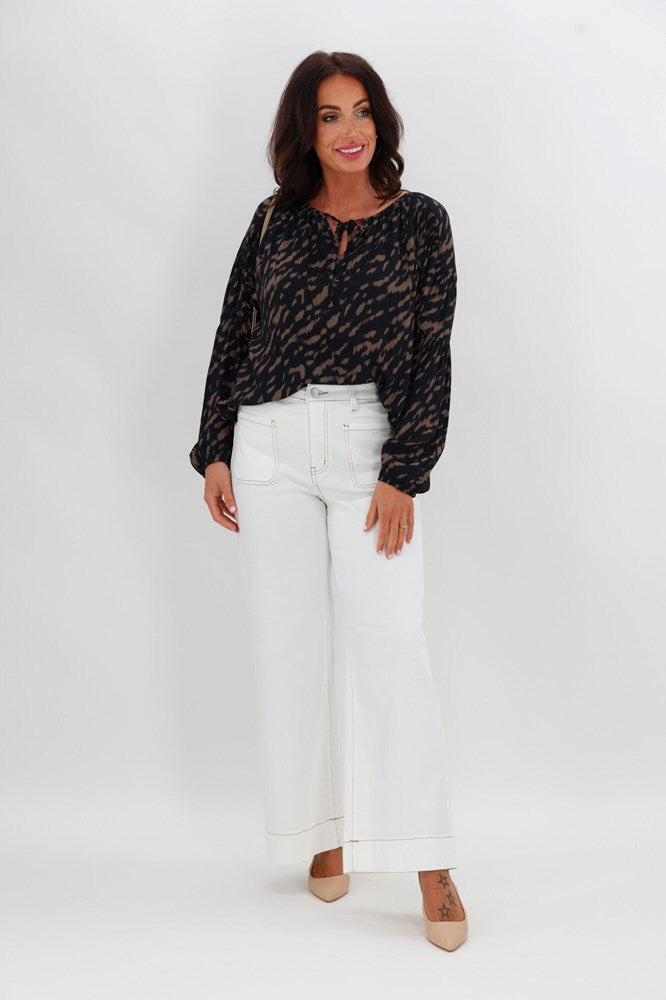 Gloss The Label Harley Batwing Top Abstract Animal