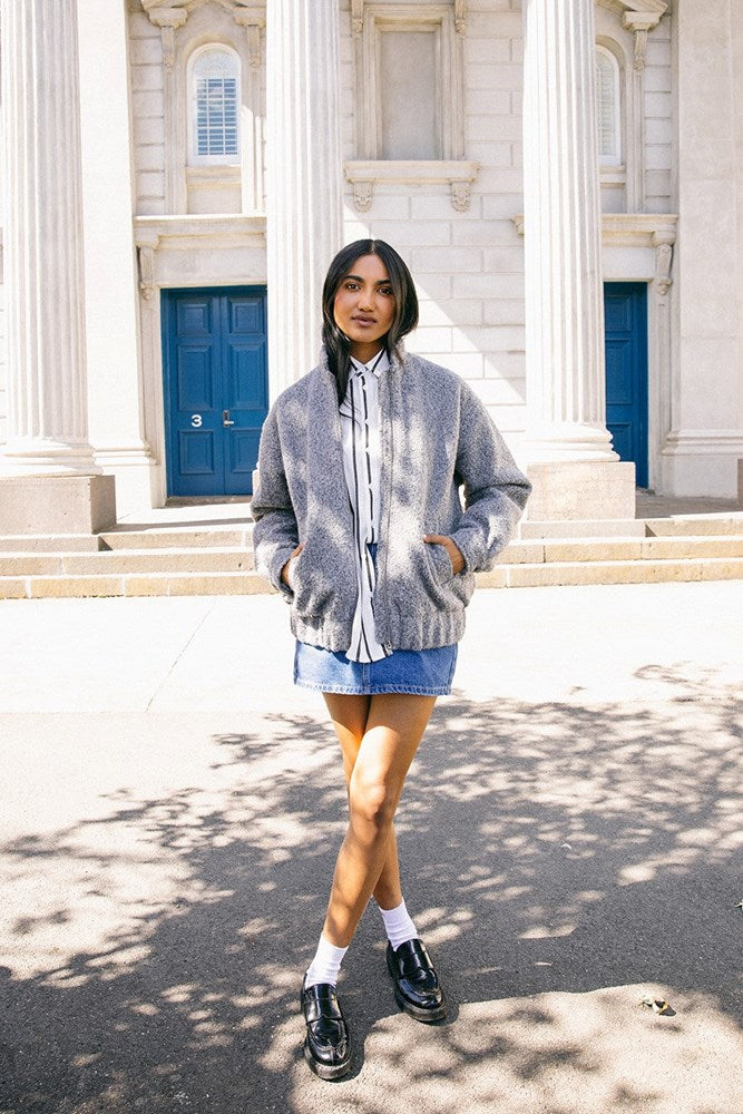 All About Eve Tahlea Bomber Jacket Grey Marle