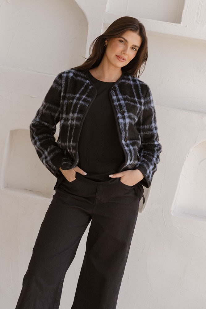 Betty Basics Charlie Check Jacket Blue Check