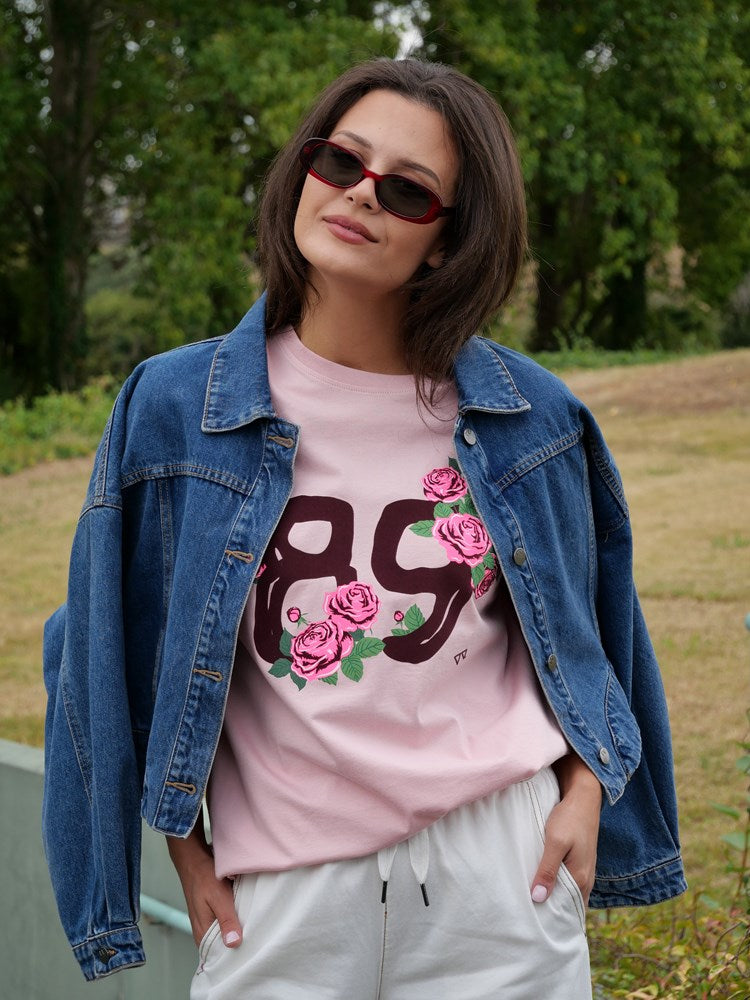 Rebel Club Collegiate 89 Boyfriend Tee Pink