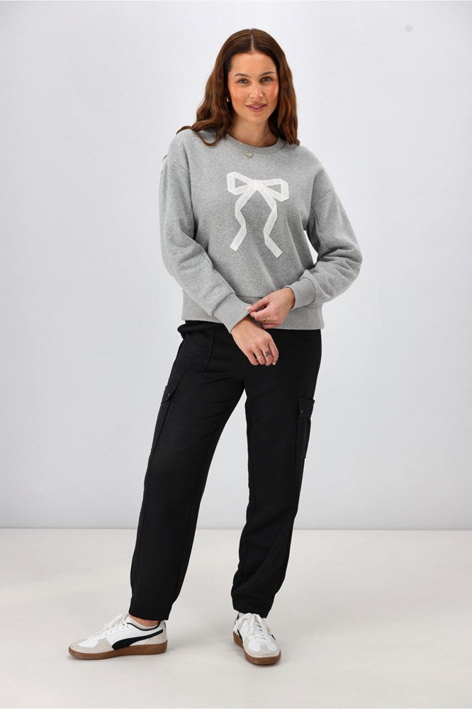Shine On Label Bowen Bow Sweatshirt Grey