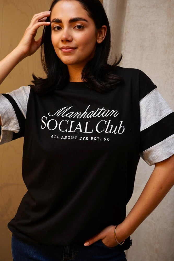All About Eve Varsity Club Relaxed Tee Black