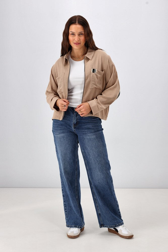 Shine On Label Lulu Zip Collared Jacket Camel