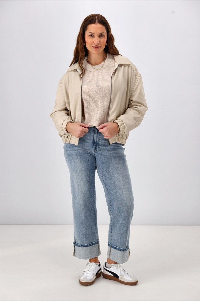 Shine On Label Aidia Pleather Jacket Taupe