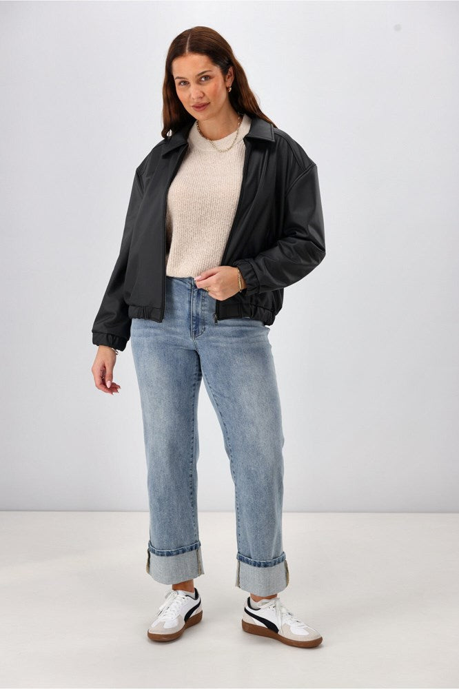 Shine On Label Aidia Pleather Jacket Black