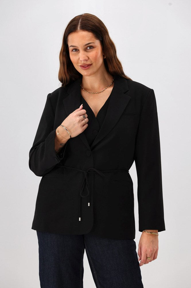Gloss The Label Nerio Blazer with Tie Black
