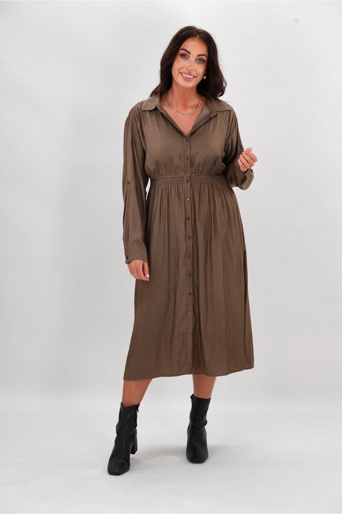 Gloss The Label Arisette Shirt Dress Espresso