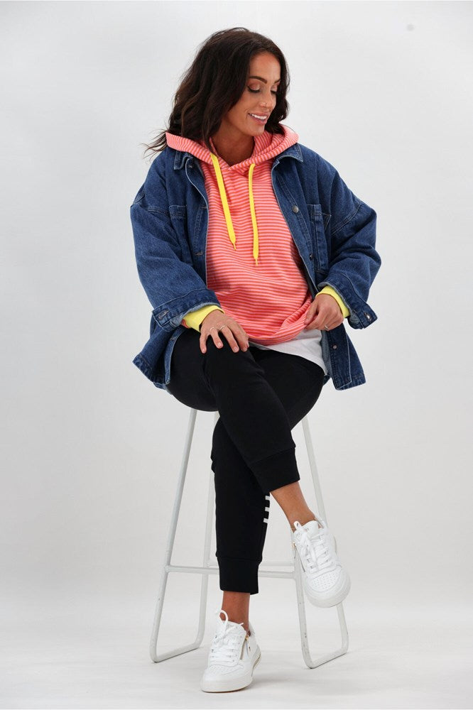 Rebel Club Lucy Striped Hoodie Peach