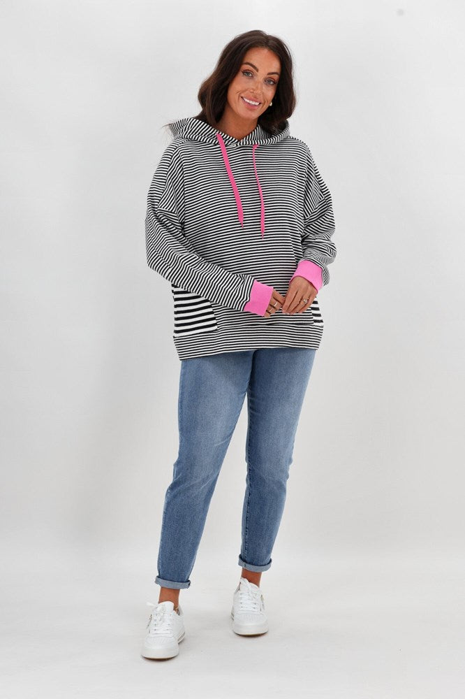 Rebel Club Lucy Striped Hoodie Black