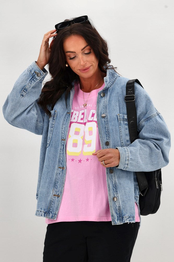 Rebel Club Varsity Tee Pink