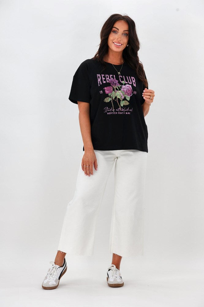 Rebel Club Rose Thorn Tee Black