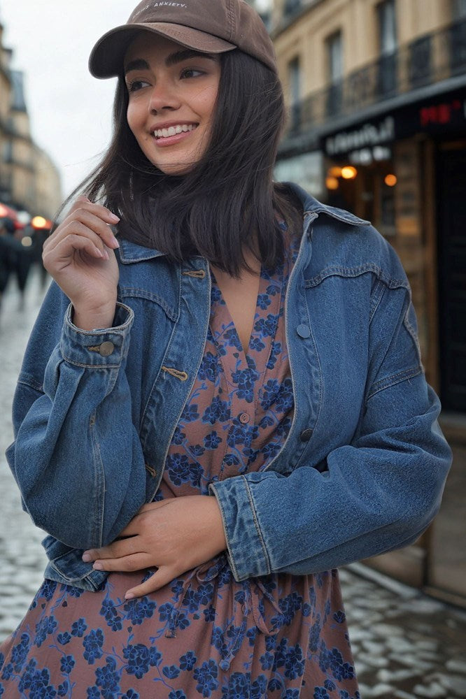 Gloss The Label Amilie Button Front Midi Dress Chocolate Floral