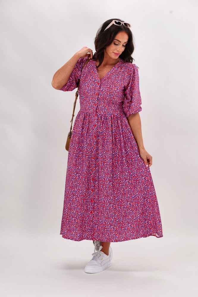 Sunday Boho Liza 3/4 Sleeve Midi Dress Multi