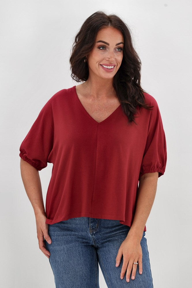 Shine On Essentials Cap Sleeve Top Cranberry