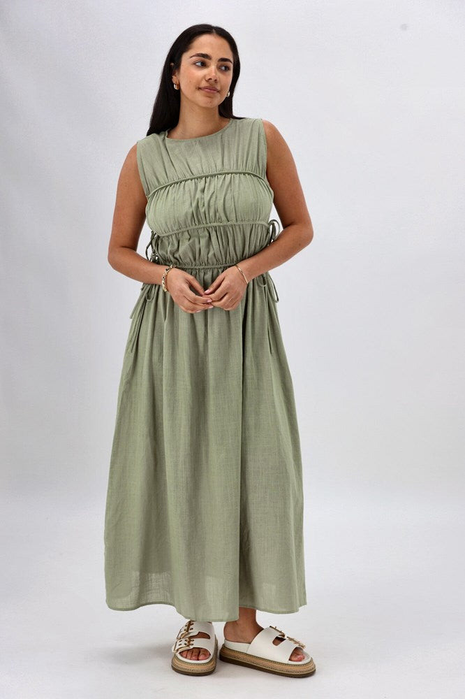 All About Eve Lou Lou Tie Maxi Dress Khaki