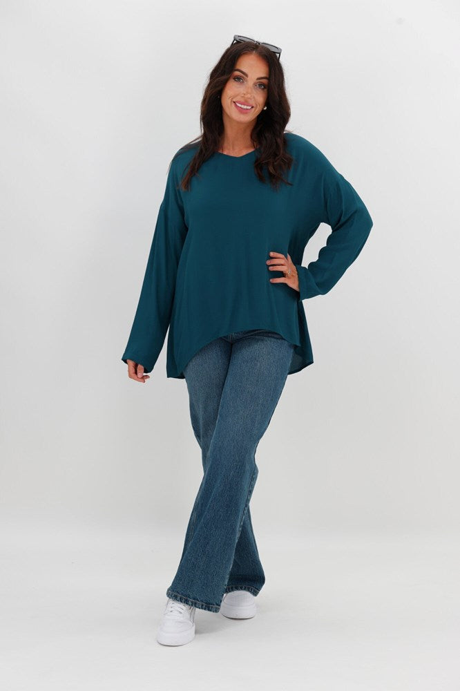 Shine On Label Camden V Neck Top Teal