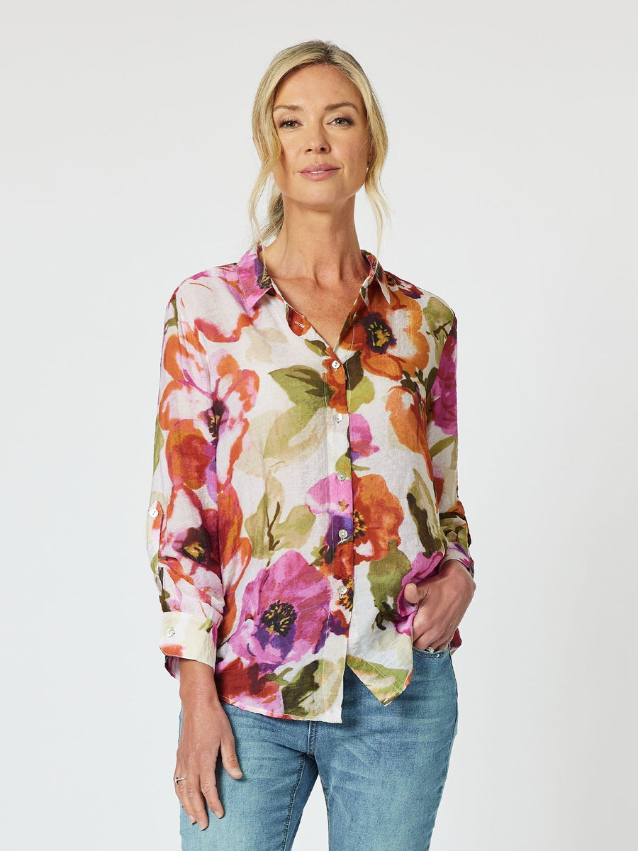 Gordon Smith Maui Floral Shirt Berry