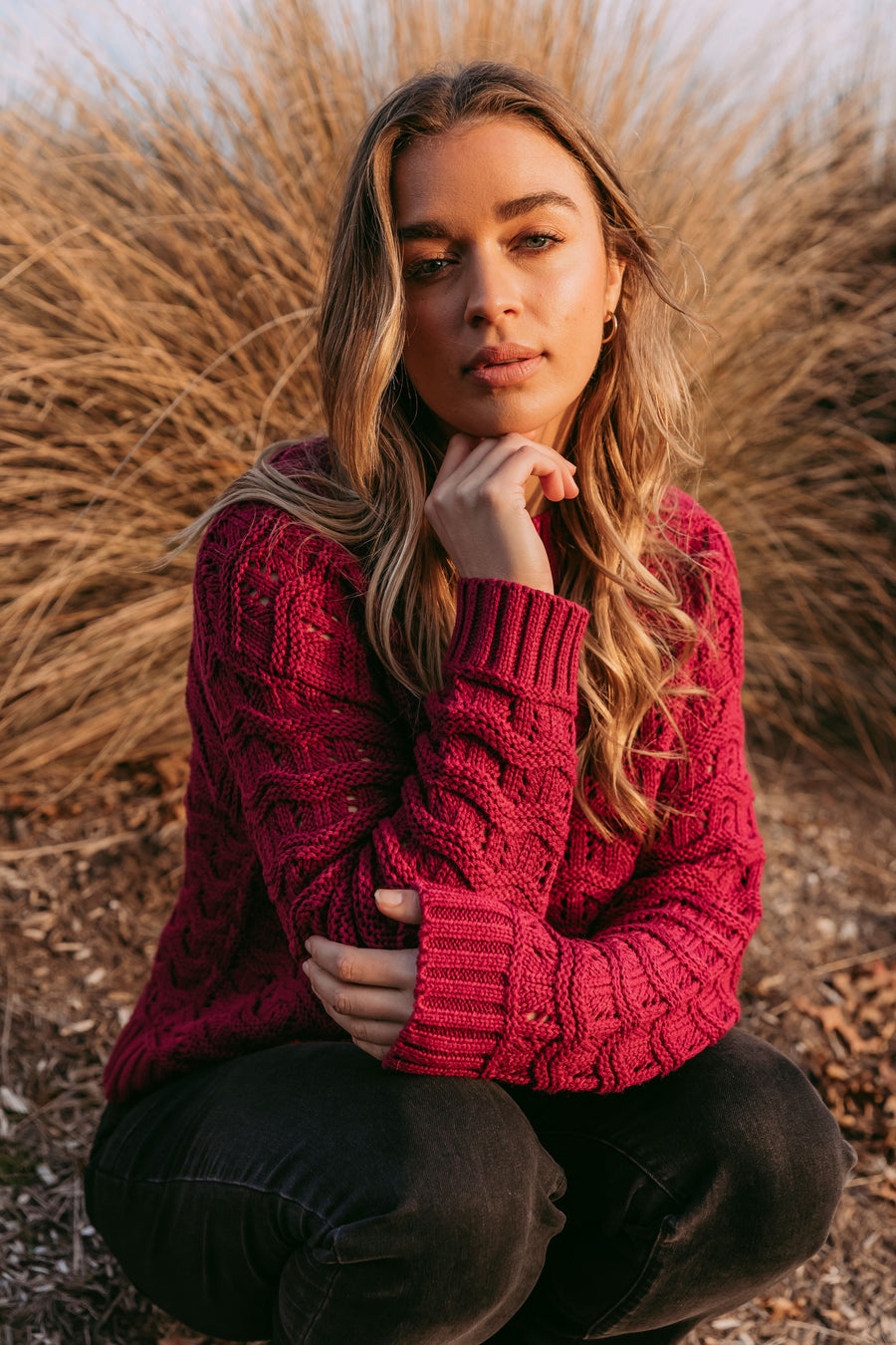 Foxwood Carter Knit Beetroot Red