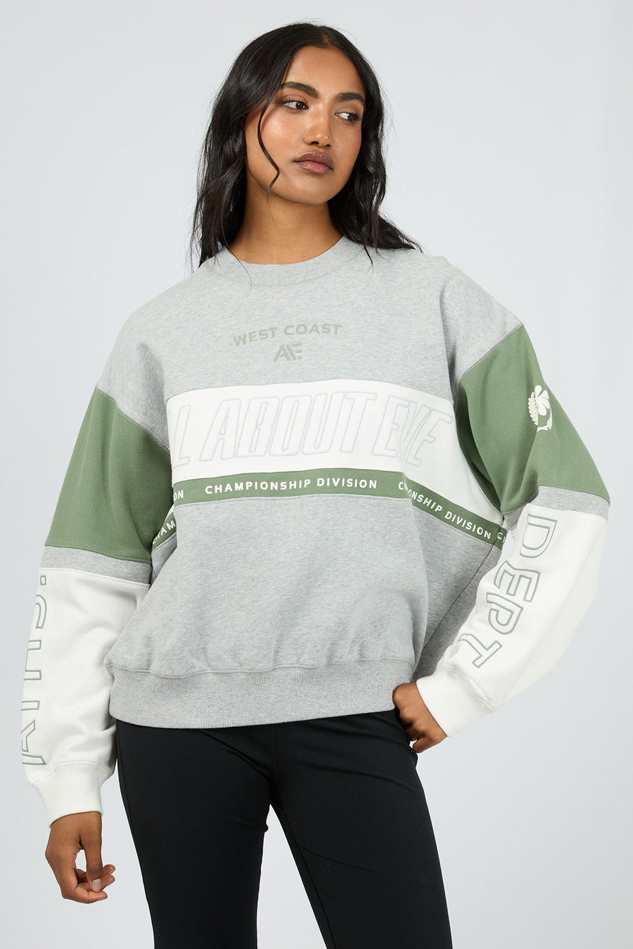 All About Eve Performance Slouch Panel Crew Grey Marle