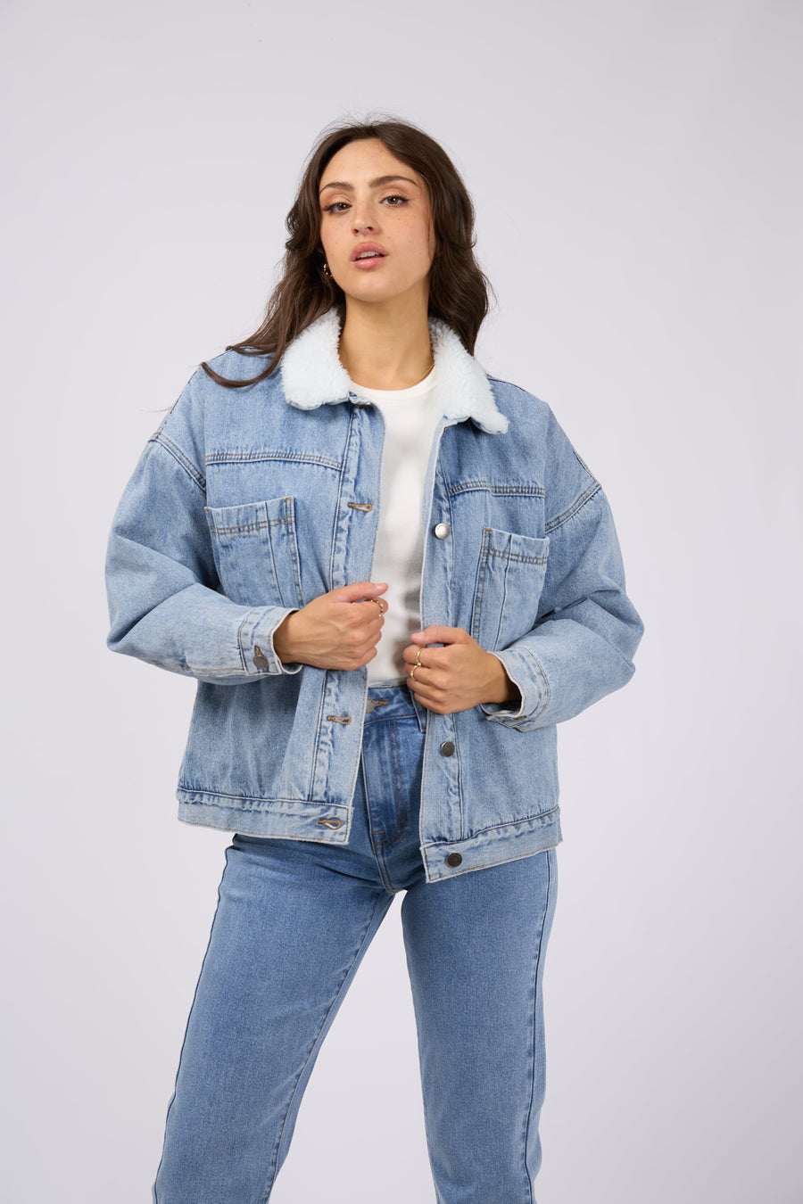 All About Eve Flynn Sherpa Jacket Light Blue