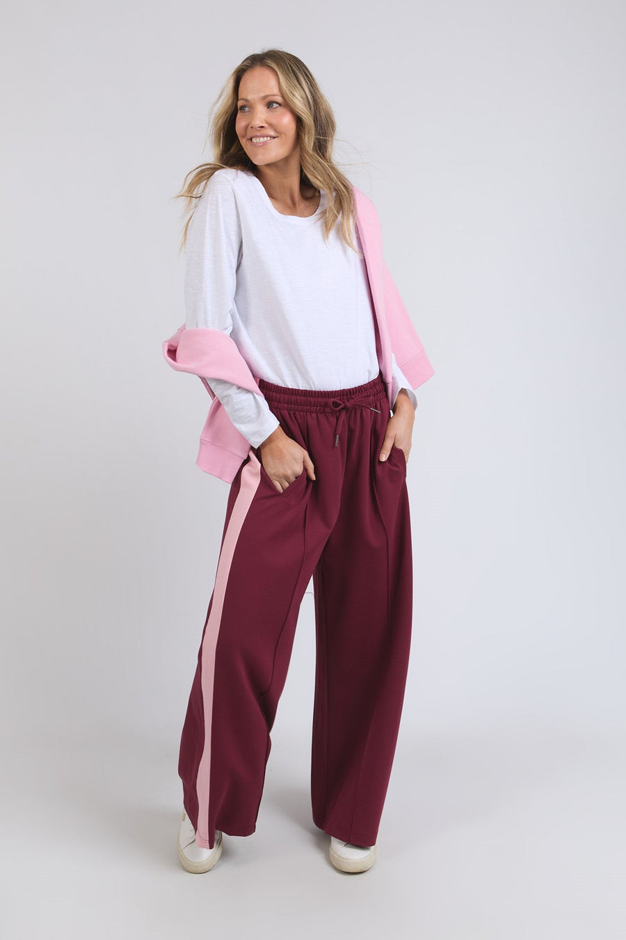 Elm Carmen Wide Leg Pant Merlot/Soft Pink