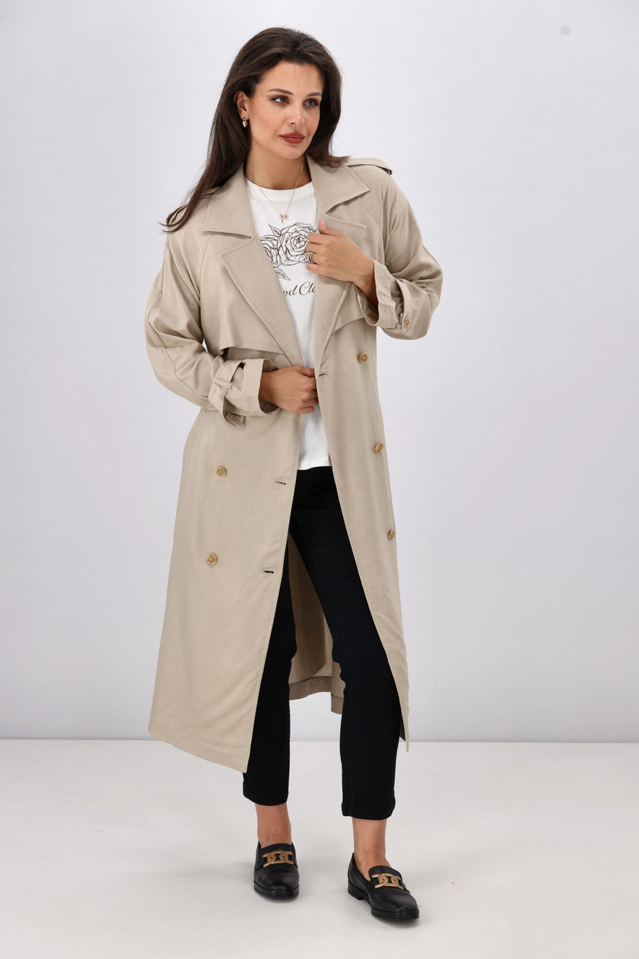 All About Eve Toledo Trench Coat Bone
