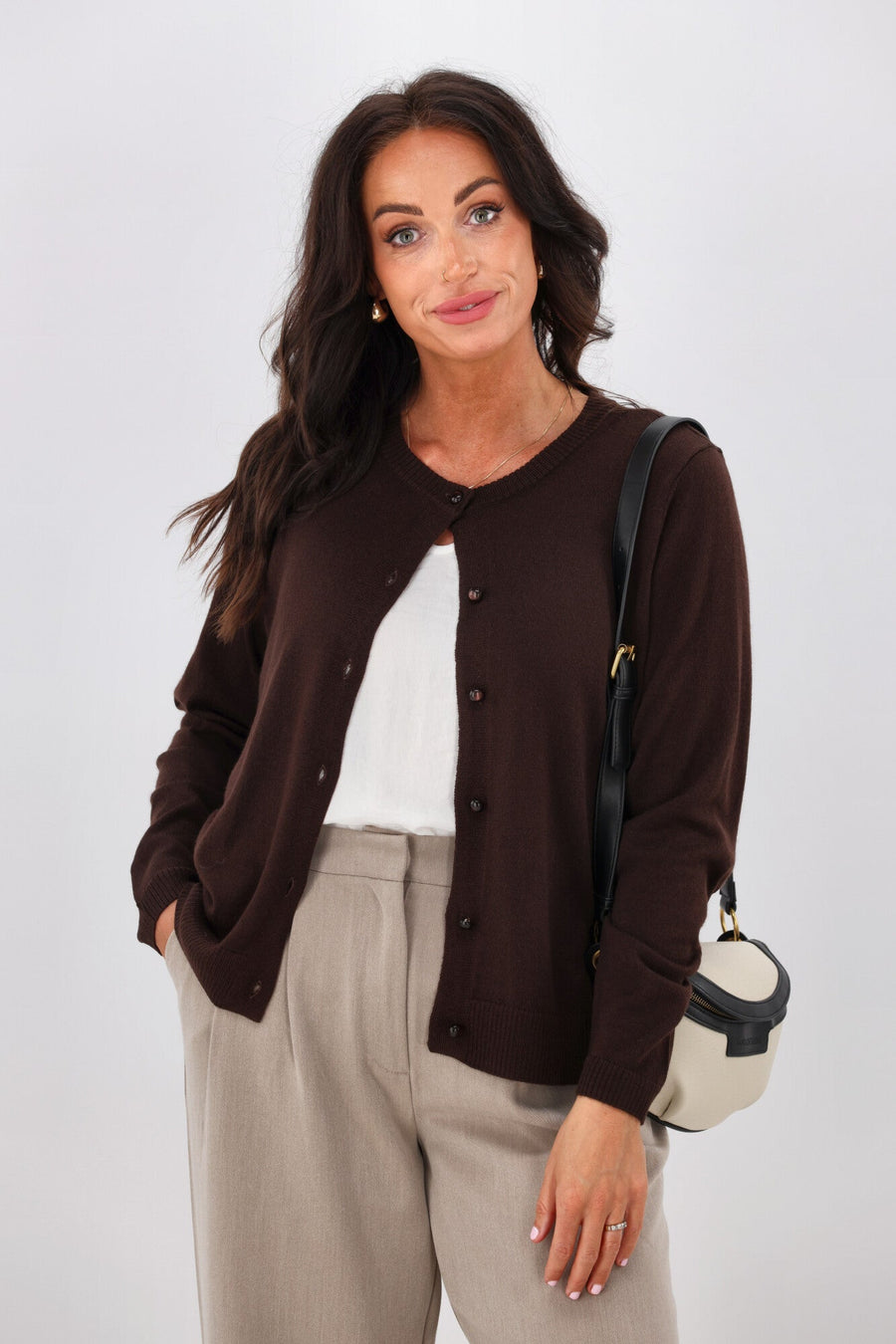 Alpine by Shine On Quebec Rib Detail Cardigan Chocolate