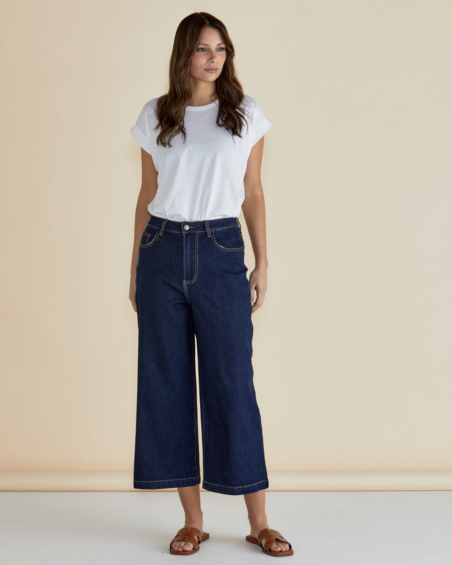 Betty Basics Bella Relaxed Crop Jean Deep Indigo Rinse
