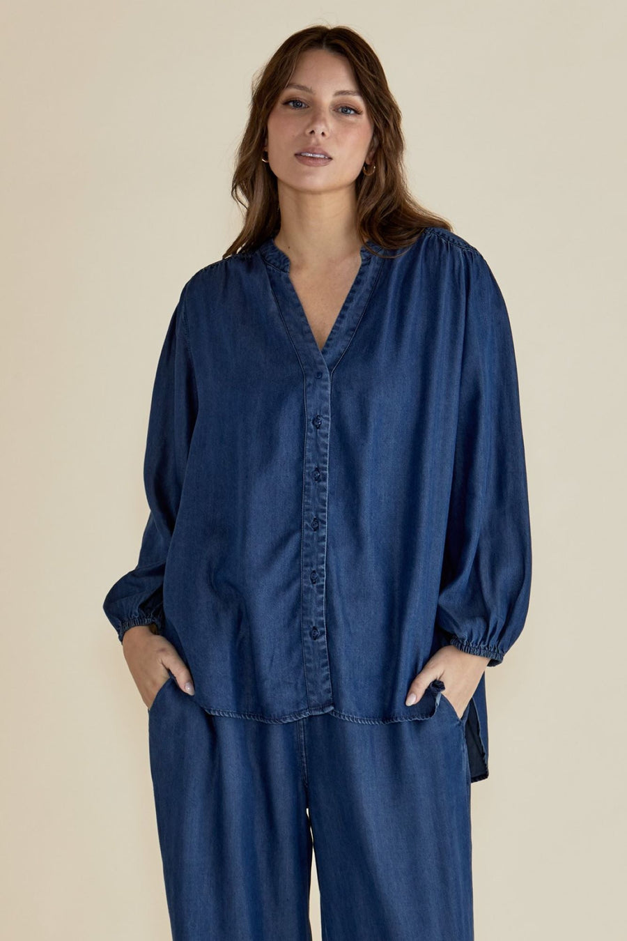 Betty Basics London Lyocell Blouse Dark Indigo
