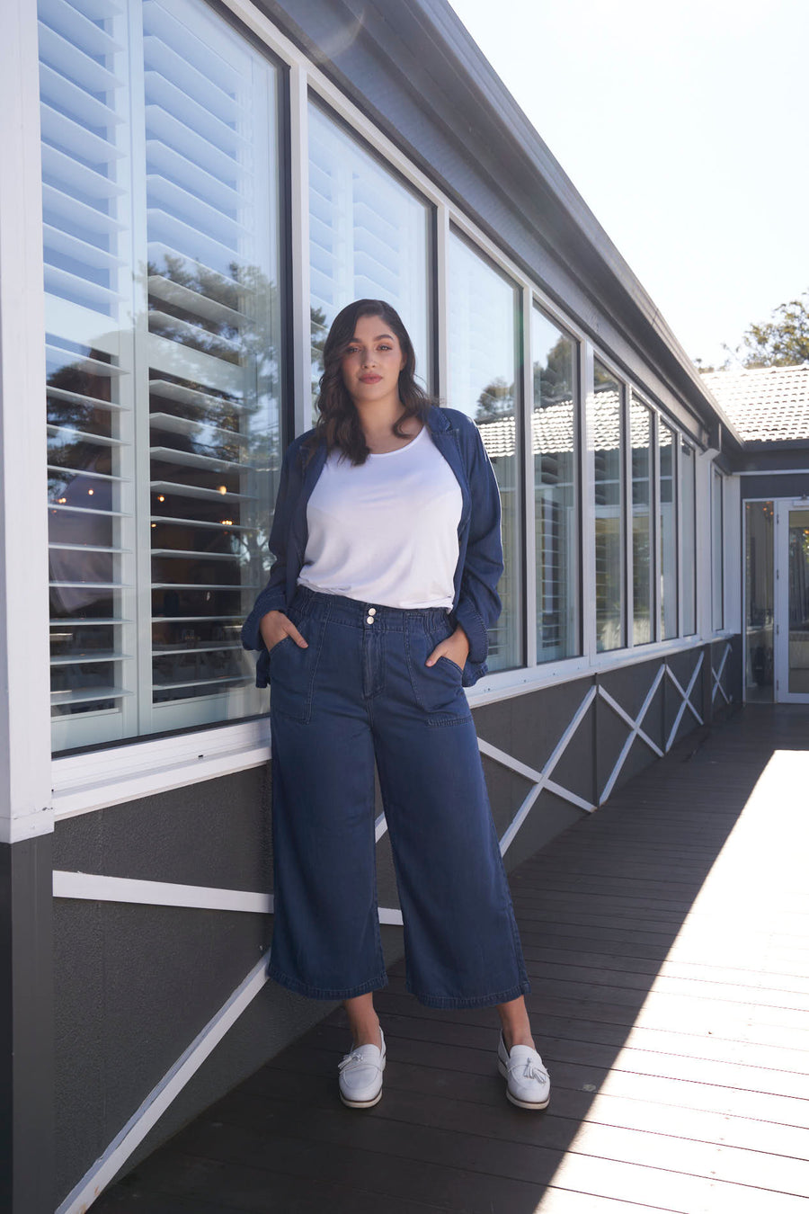 Betty Basics Lexton Wide Leg Pant Dark Rinse