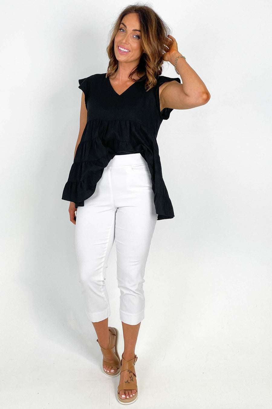 Betty Basic Crop Bengaline Pant White