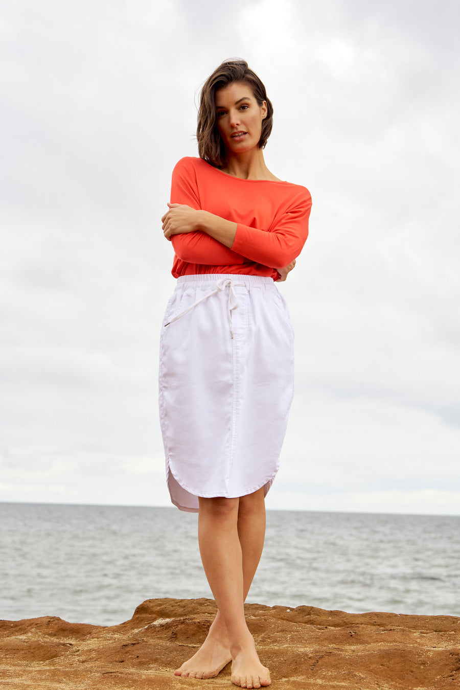 Betty Basics Alina Denim Skirt White