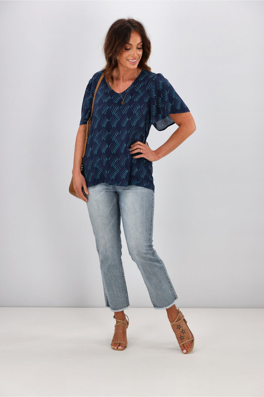 Gloss by Shine On Aster Flutter Sleeve Spiral Spot Print