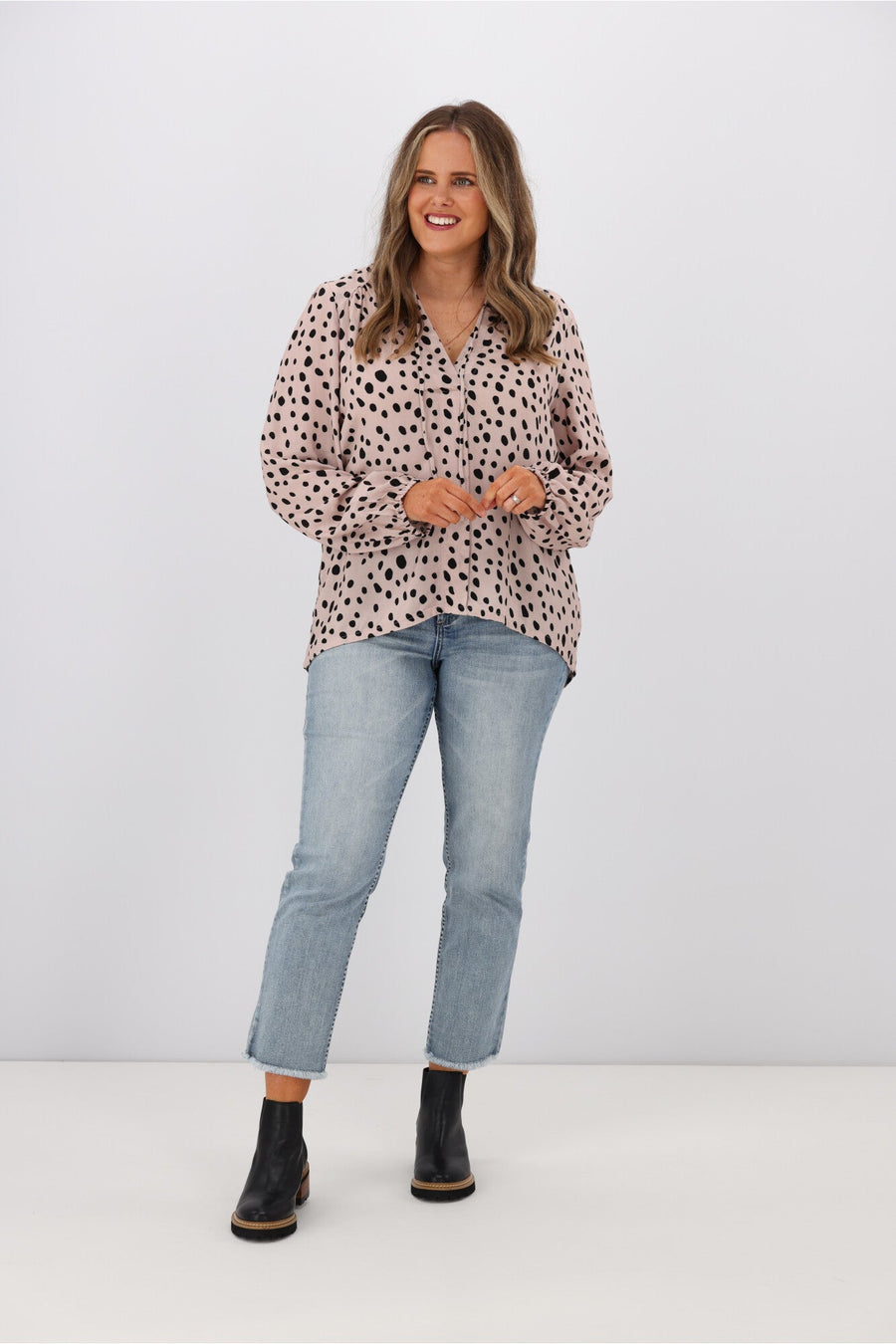 Gloss By Shine On Madelyn Yoke Detail Blouse Spot Print