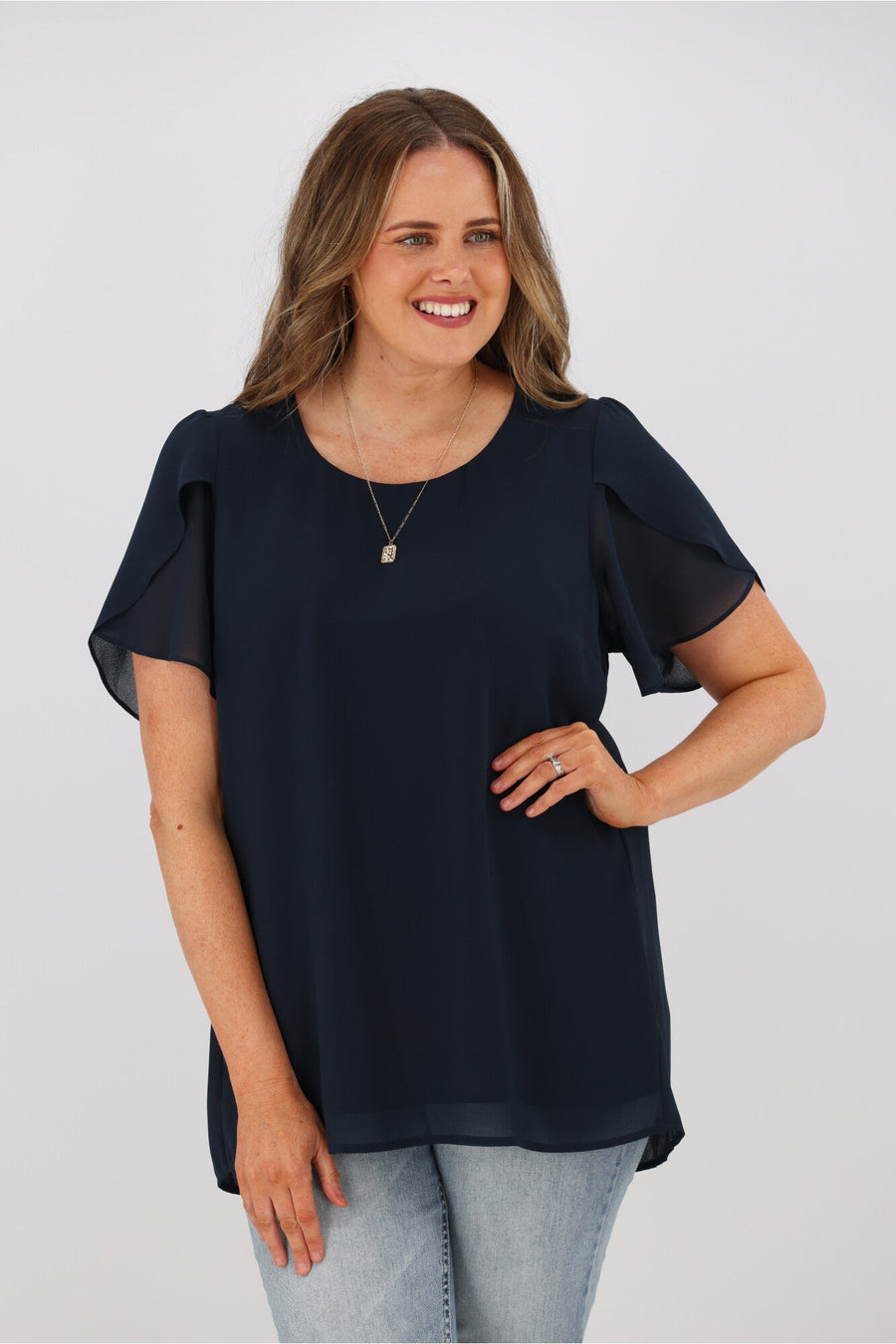 Gloss by Shine On Enya Pleat Back Top Deep Teal