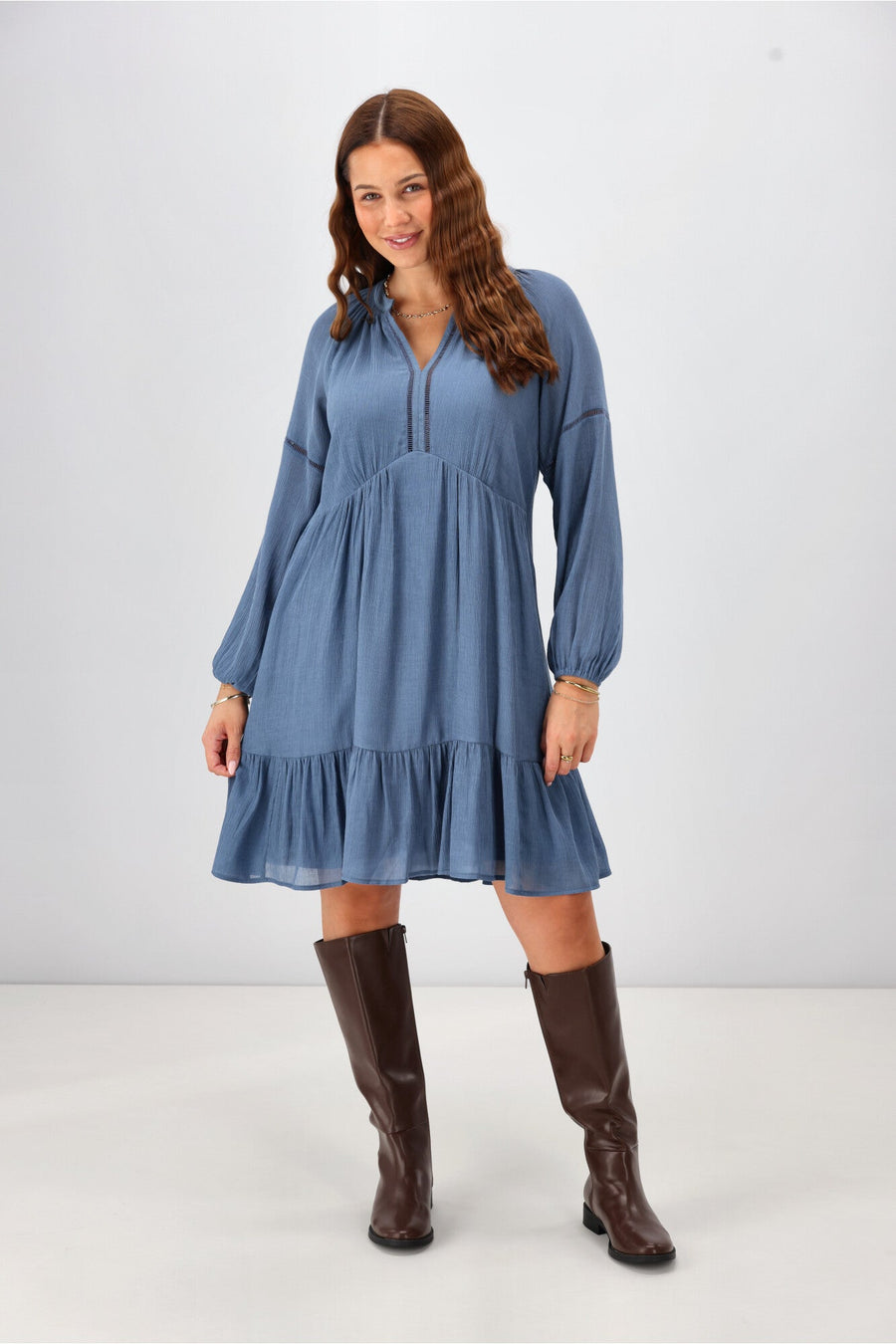 Gloss The Label Anais Empire Line Dress Blue