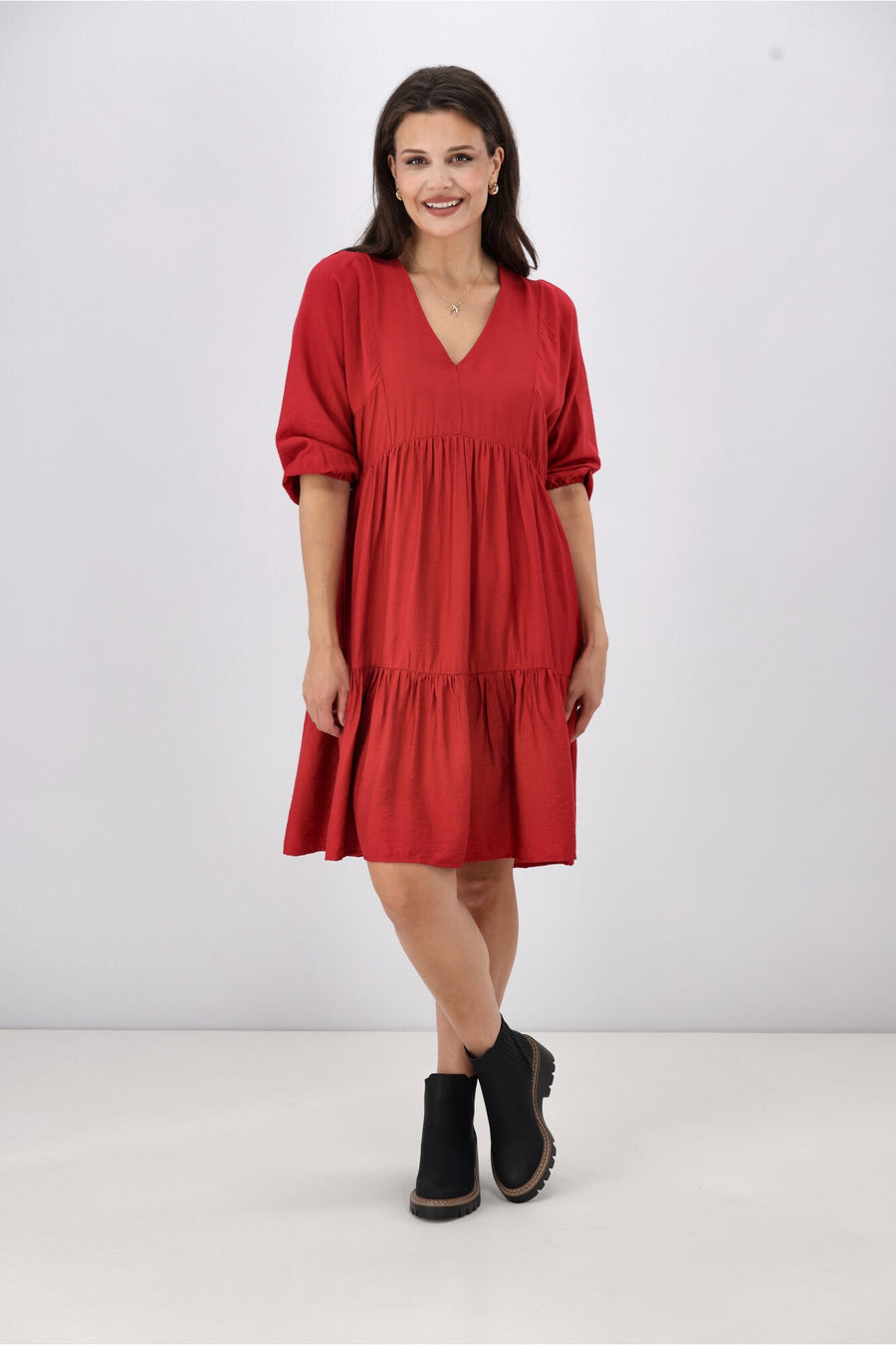 Gloss The Label Leigh Balloon Sleeve Dress Sumac