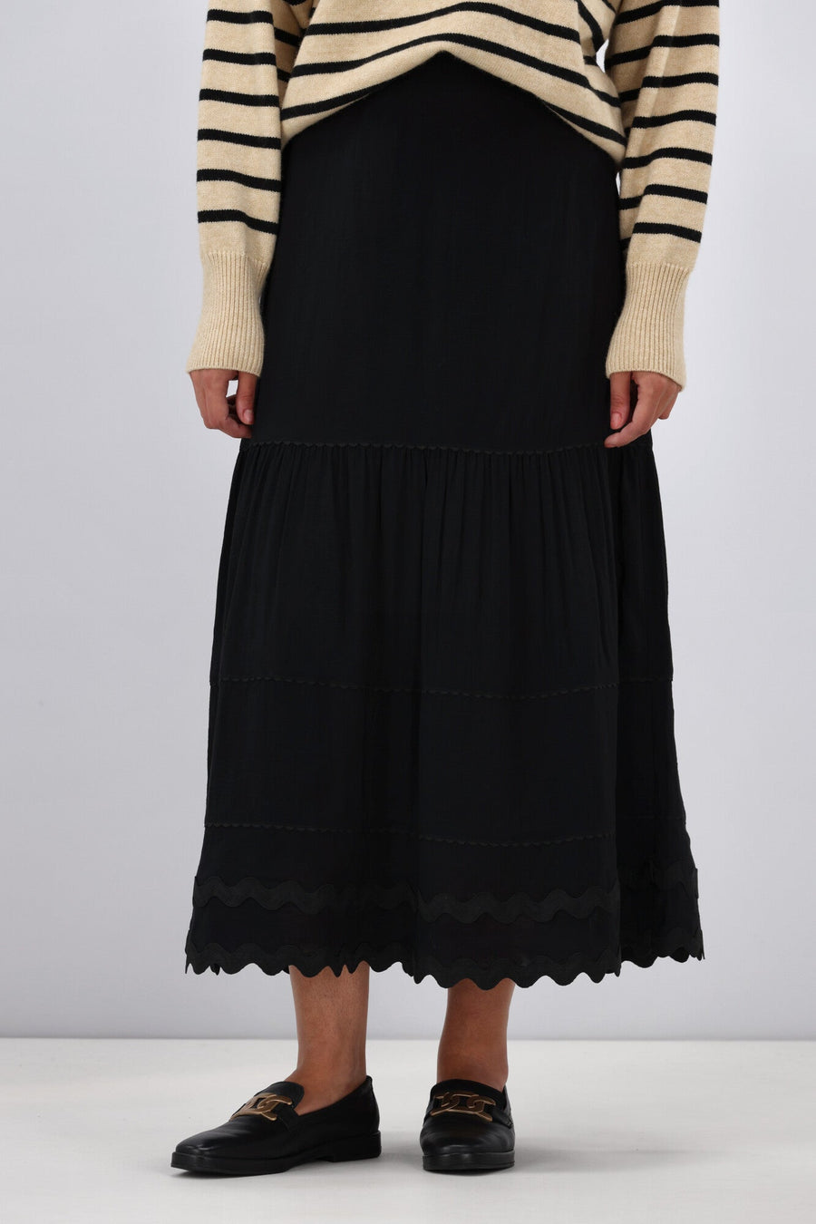 Gloss The Label Roanne Ric Rac Skirt Black