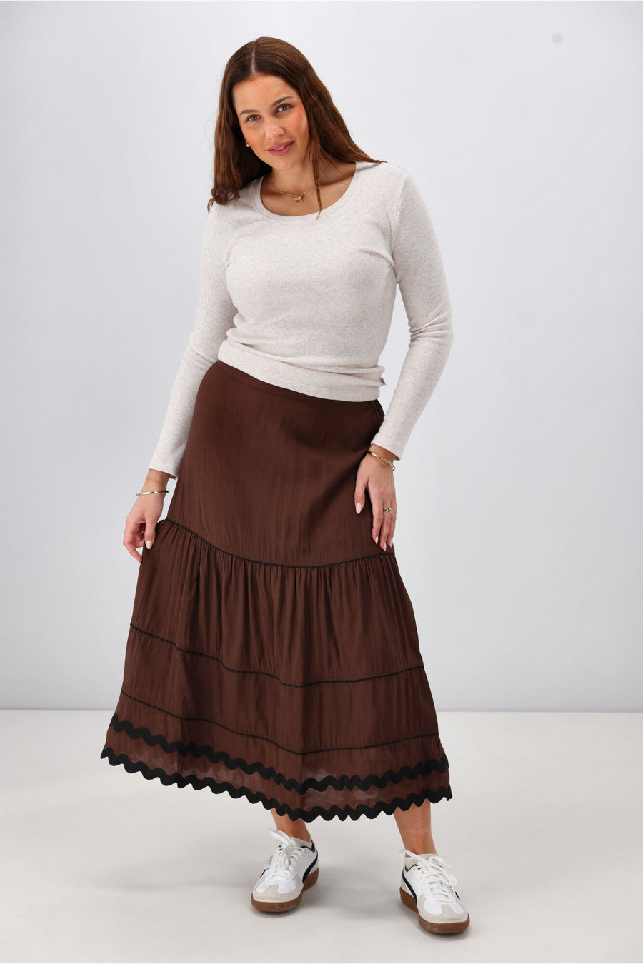 Gloss The Label Roanne Ric Rac Skirt Chocolate