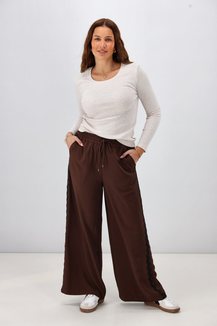 Gloss The Label Shayleigh Ric Rac Pant Chocolate