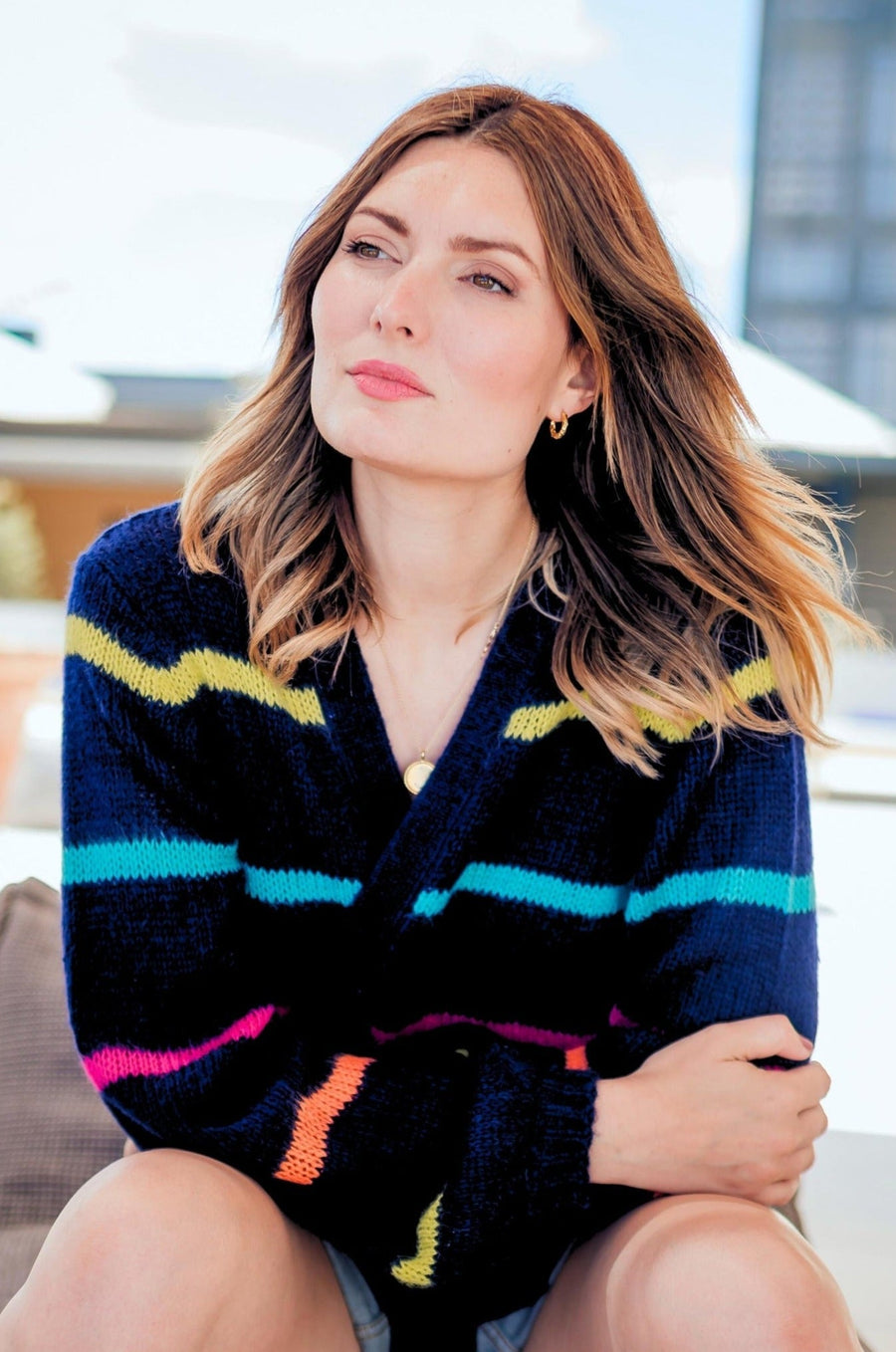 Sugarhill Yvette Cardigan Bright Lines Navy